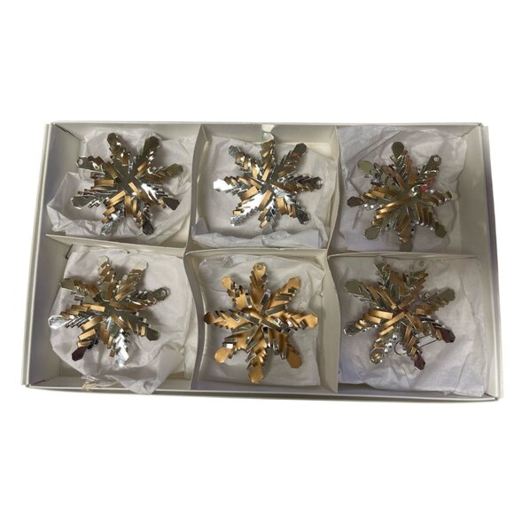 The Tin Tinker Handmade Tin Christmas Snowflake Ornaments Set Of 6 - Picture 1 of 3